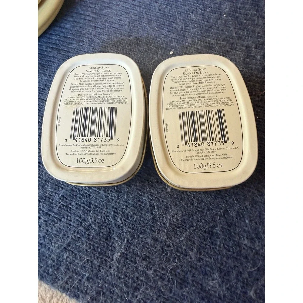 Vtg Yardley of London English Lavender Bar Soap 3.5oz in Decorative Tin Set Of 2